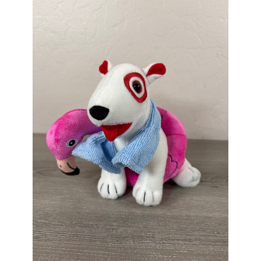 Target Bullseye Dog Plush Flamingo Pool Float Blue Towel Mascot 2024 Collectible